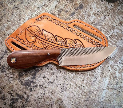 Premium Farrier's Rasp Knife – 8.25" Full Tang Blade with Elegant Rosewood Handle & Leather Sheath - Korvel