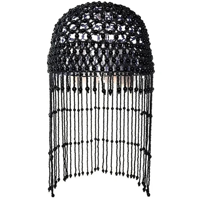 Handmade hollowed out headpiece performance pearl tassel hat - Korvel