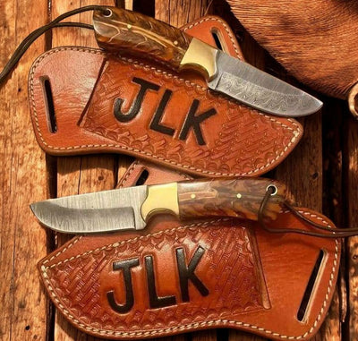 Durable 8" Fixed Blade Ranch Knife with Leather Sheath - Korvel