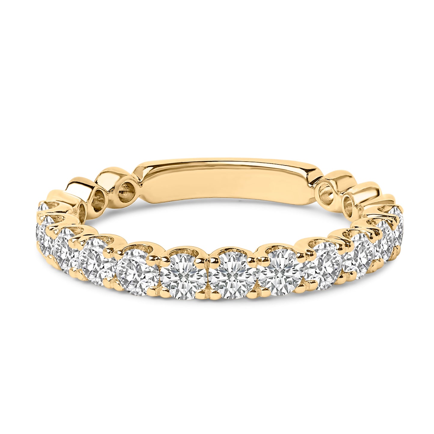Bague de mariage en or blanc 14K avec diamants ronds en sertissage griffes
