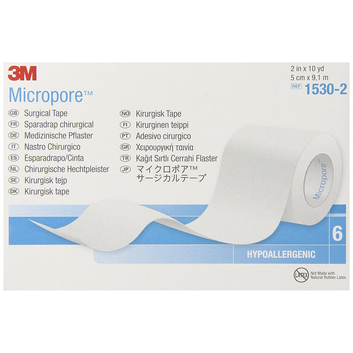 3M Micropore Surgical Paper Tape – 2" x 10 Yard (Pack of 6 Rolls)