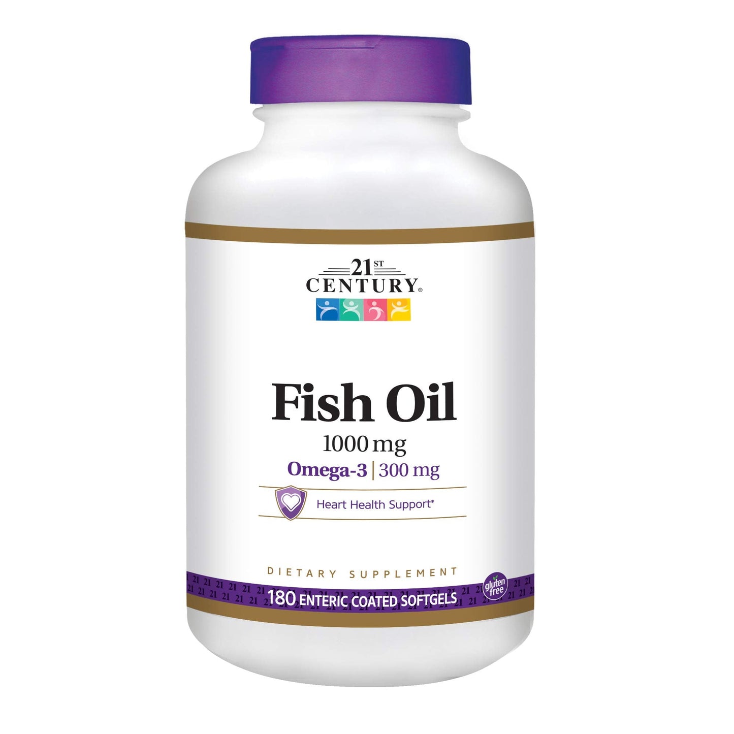 Huile de poisson du 21ème siècle 1000 mg gélules enrobées entériques, 180 unités