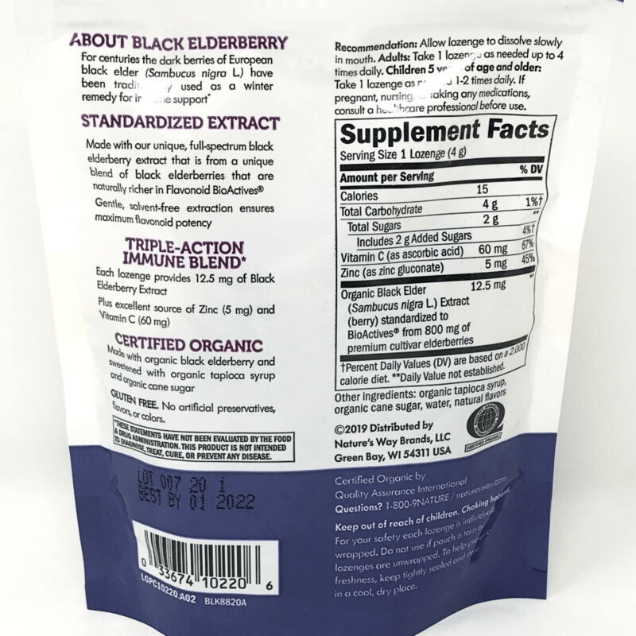 Lozenges de Zinc de Sambucus Elderberry de Nature's Way - Sabor Original