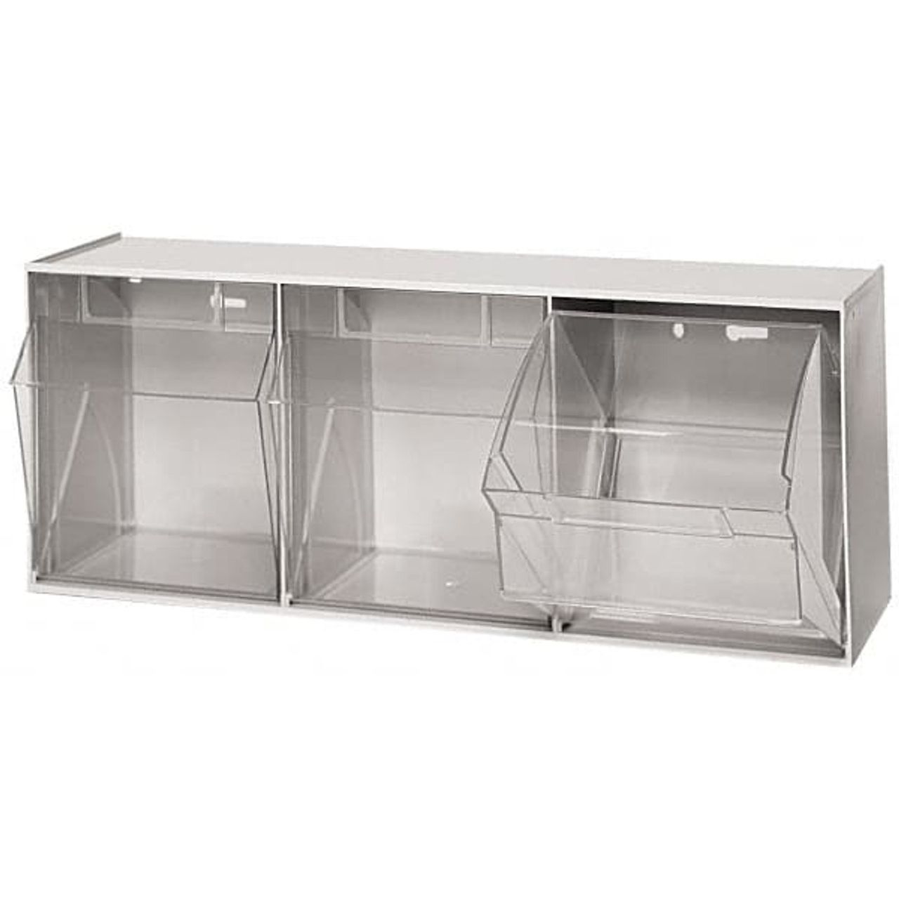 Quantum Storage Systems Tip Out Bin - 3 Compartments, Gray
