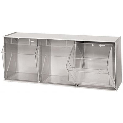 Quantum Storage Systems Tip Out Bin - 3 Compartments, Gray