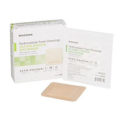 McKesson Foam Dressing 4" x 4" with Silicone Gel Adhesive