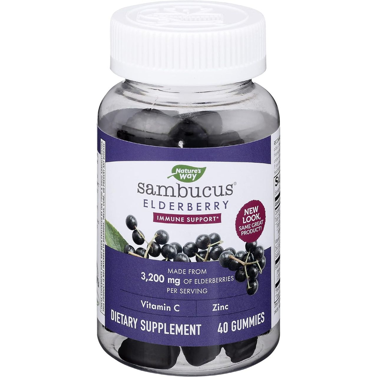 Gommes Sambucus Elderberry de Nature's Way avec Vitamine D