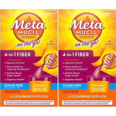 Metamucil Psyllium Fiber Supplement - 4 in 1 Fiber Powder Packets, Orange