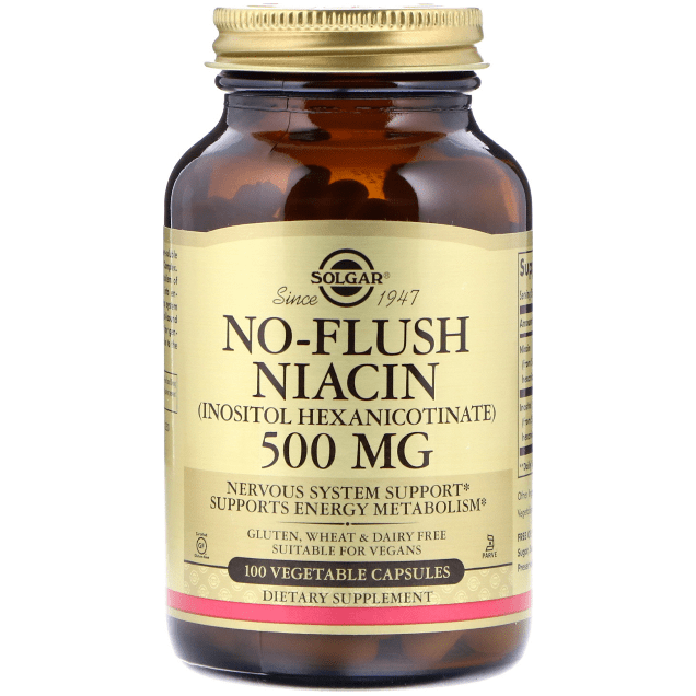 Solgar No-Flush Niacina 500 mg - 100 Cápsulas Vegetarianas