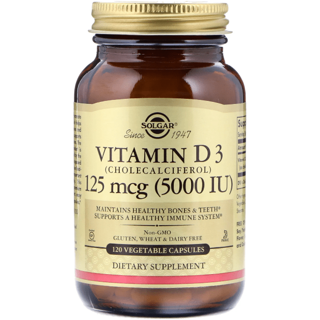 Solgar Vitamina D3 125 mcg (5,000 UI) - 120 Cápsulas Vegetales