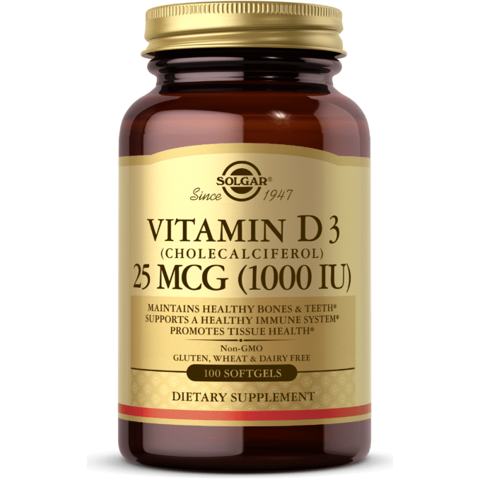 Solgar Vitamin D3 25 mcg (1000 IU) - 100 Softgels