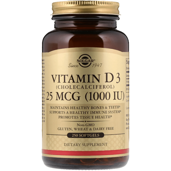 Solgar Vitamin D3 25mcg (1000 IU) - 250 Softgels
