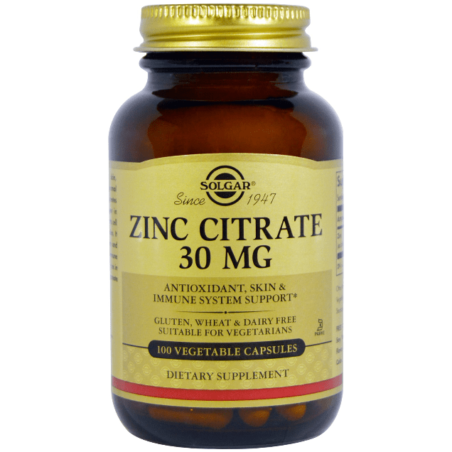 Solgar Citrate de Zinc 30mg - 100 Capsules Végétales