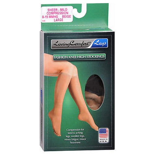 Loving Comfort® Knee High Compression Stocking - Large Beige