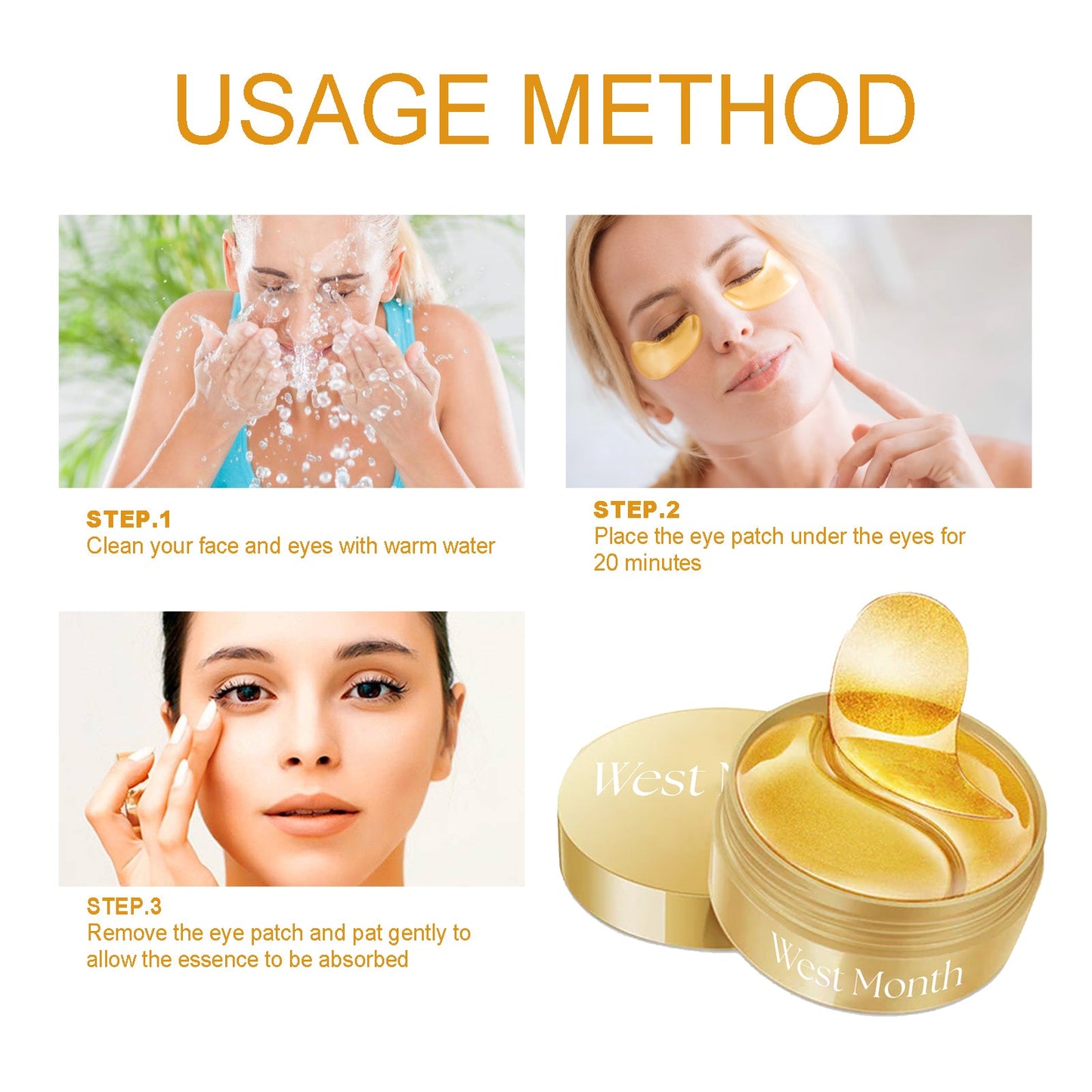 Gold Snail Eye Patch Hydrating Eye Patch Skin Care Around The Eyes - Korvel