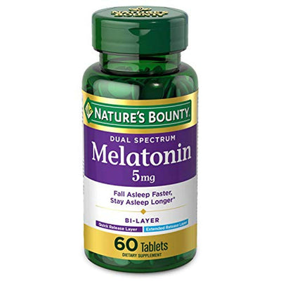 Melatonina de Doble Espectro de Nature's Bounty 5 Mg, 60 Tabletas