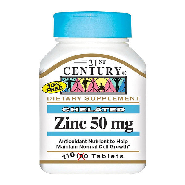 21st Century Chelated Zinc 50 mg – Premium Immune Support