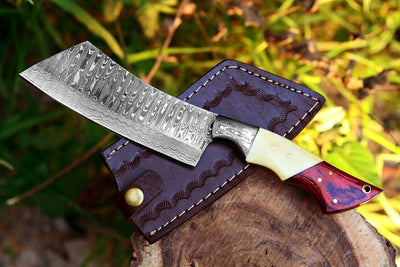 Premium Damascus Steel Cleaver Knife with Ergonomic Pakka Wood Handle - 10.5 Inches - Korvel