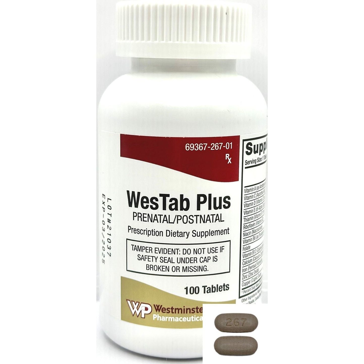 Westminster WesTab Plus Supplément Prénatal/Postnatal, 100 Comprimés