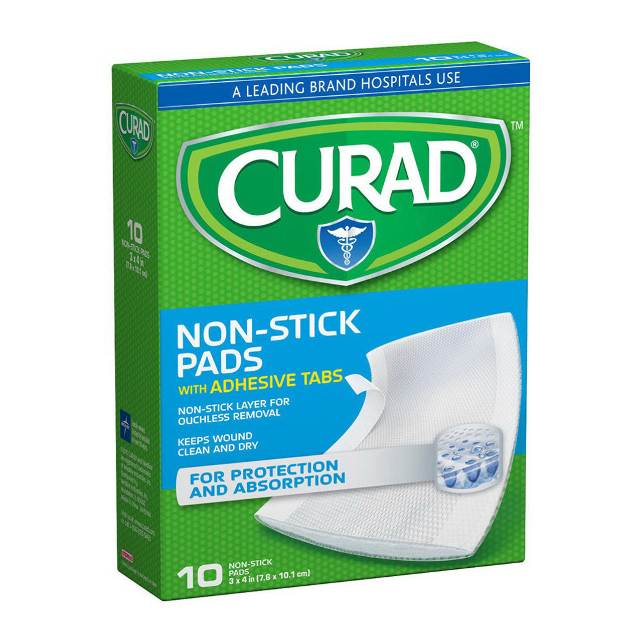 Curad Telfa Non-Stick Pads, 3" x 4" - 10 Count
