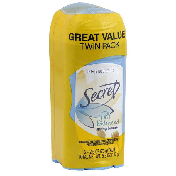 Antiperspirant solide invisible Secret, pack jumeau Printemps Frais