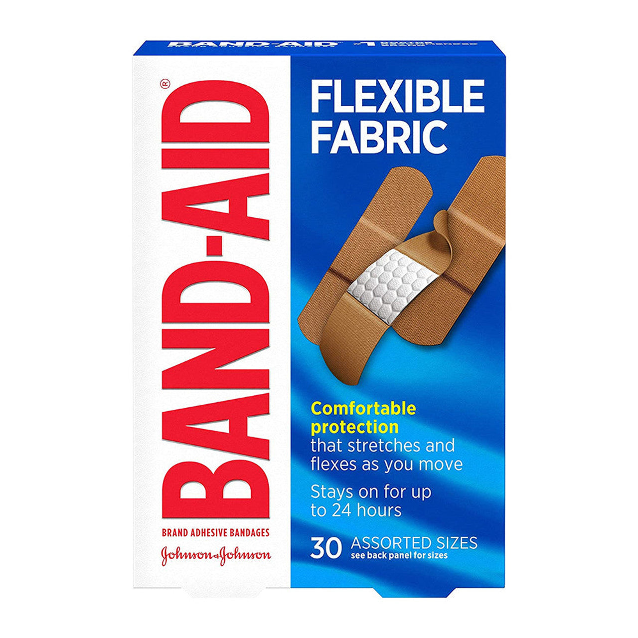Band-Aid® Brand Flexible Fabric Adhesive Bandages – Assorted Sizes (30 Ct)
