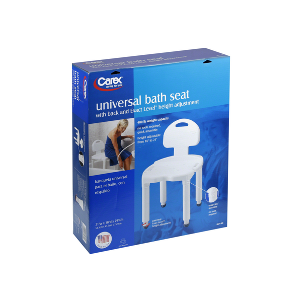 Banco de baño universal Carex con respaldo - Montaje sin herramientas