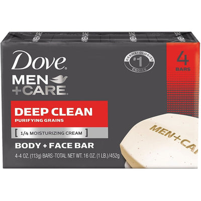 Dove Men+Care Jabón Corporal y Facial Deep Clean - 4 x 4.25 oz