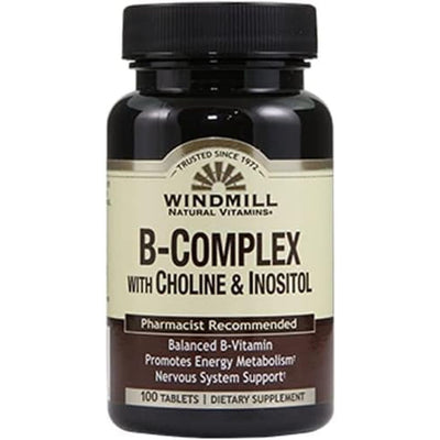 Windmill® B-Complex con Colina e Inositol – 100 Tabletas