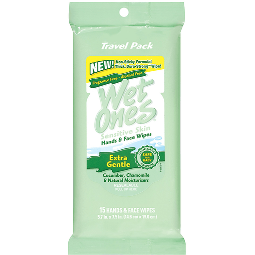 Lingettes Extra Douces pour Peaux Sensibles Wet Ones - Mains et Visage