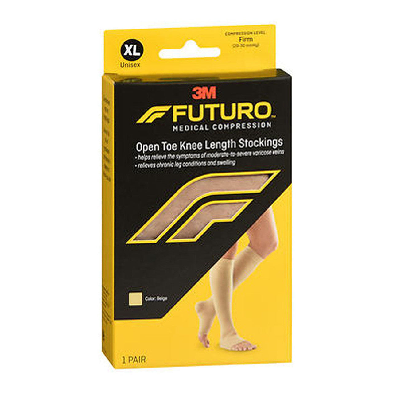 Medias hasta la rodilla Futuro de punta abierta - X-Large, compresión firme