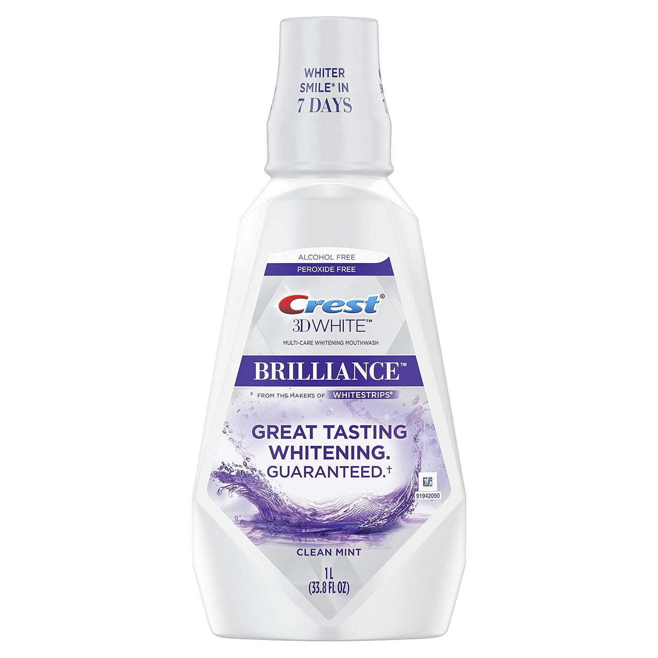 Crest 3D White Brilliance Alcohol Free Mouthwash - Clean Mint 33.8 Fl Oz
