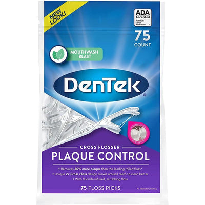 Picks de fil dentaire DenTek Cross avec technologie Triple Clean - 75 unités