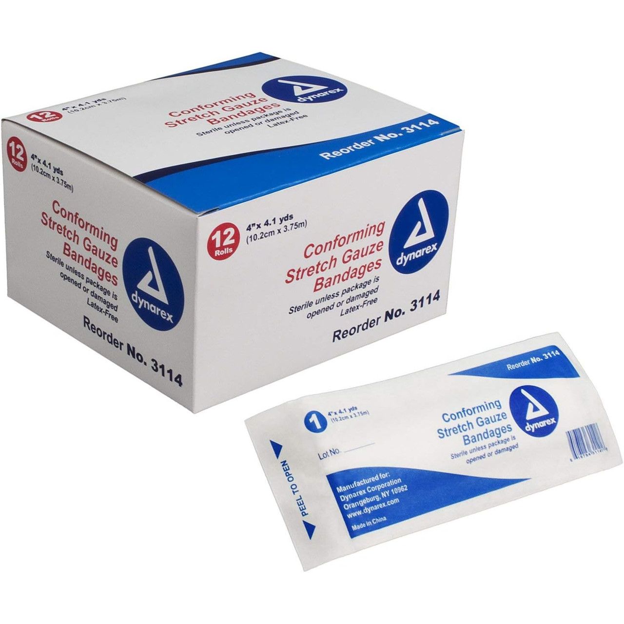 Dynarex Stretch Gauze Bandages - Bulk Box of 96 Rolls