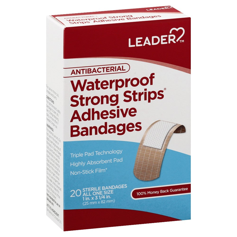Leader™ Bandes adhésives antibactériennes imperméables - 20 unités