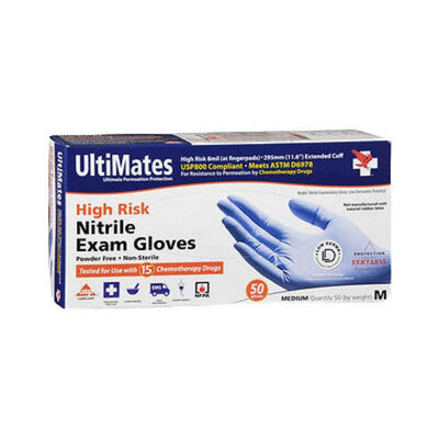 Ultimates High Risk Nitrile Exam Gloves - Extended Cuff, Medium