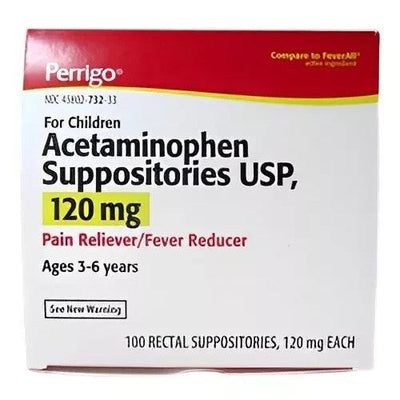 Perrigo Acetaminophen Rectal Suppositories 120mg - 100 Count