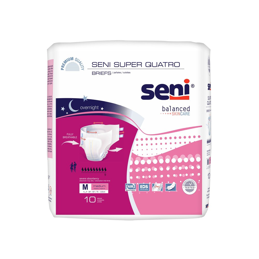 Seni Super Quatro Adult Incontinence Briefs - Absorption Élevée