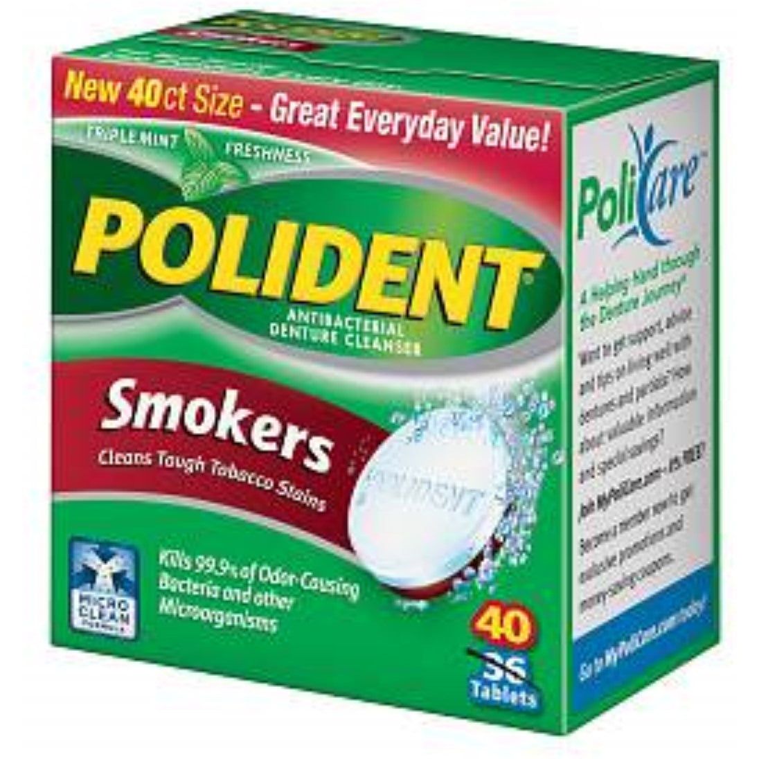 Polident Antibacterial Denture Cleanser Tablets - Triple Mint Freshness