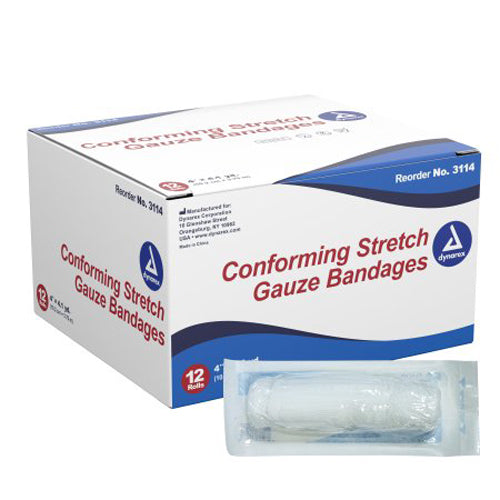 Dynarex Stretch Gauze Bandage Roll, Sterile, 4" - Box of 12