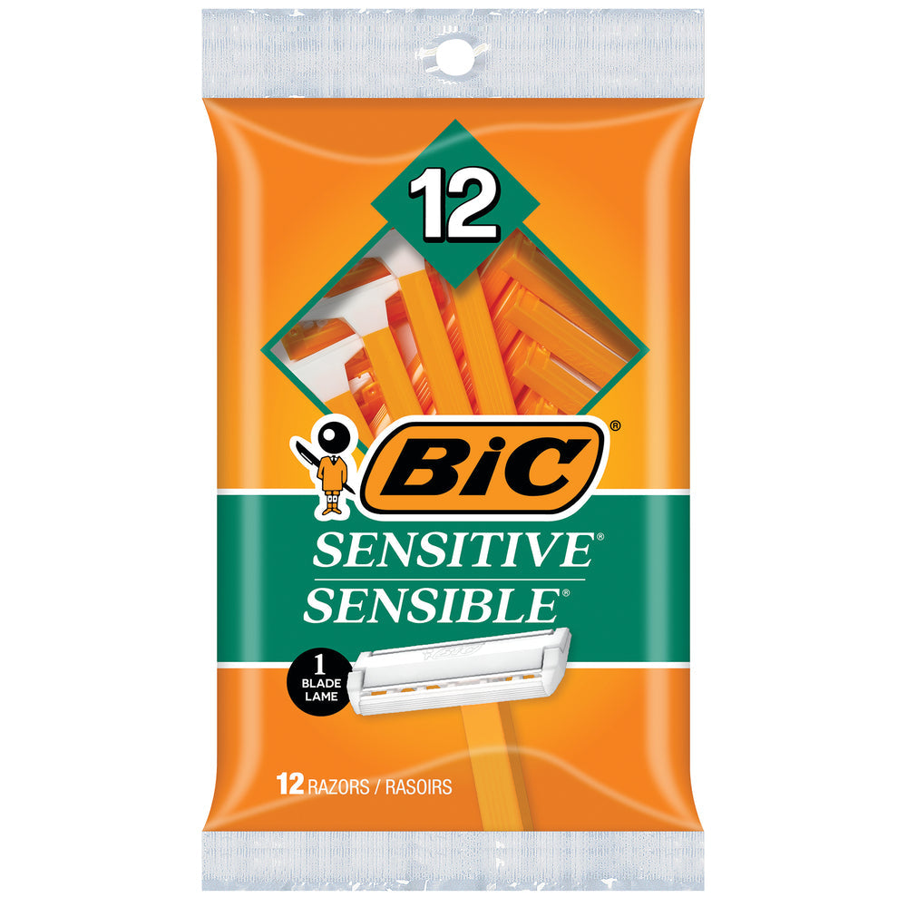 Rasoirs jetables BIC Sensitive à lame unique - 12 unités