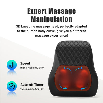 Deep Kneading Neck Shoulder Heat Relax Massage Pillow - Korvel
