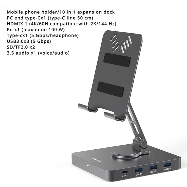 4K/60Hz USB 3.0 Splitter Hub with Gigabit Ethernet Port