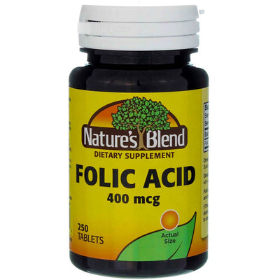 Nature's Blend Acide Folique 400 Mcg Comprimés - 250 Compte