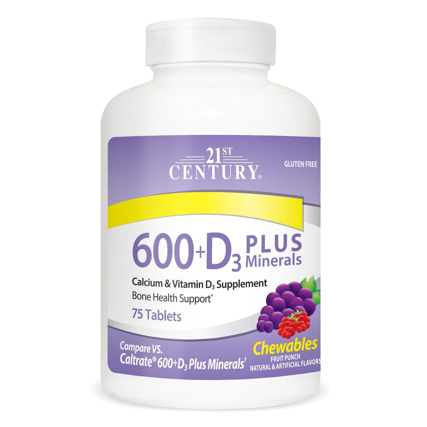 21st Century Calcium 600 Mg + D Chewable Tablets - Fruit Punch