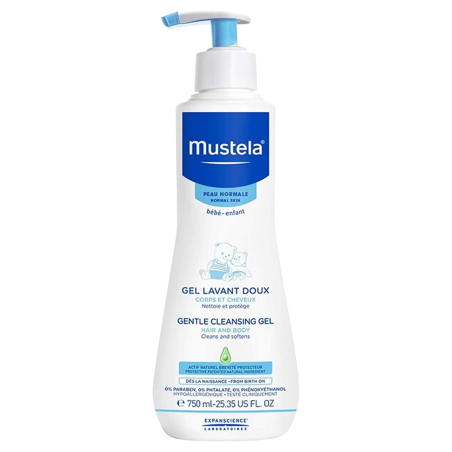 Gel de Limpieza Suave Mustela para Cabello y Cuerpo - 25.35 Fl Oz