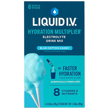 Liquid I.V. Multiplicador de Hidratación en Polvo - Sabor Algodón de Azúcar Azul