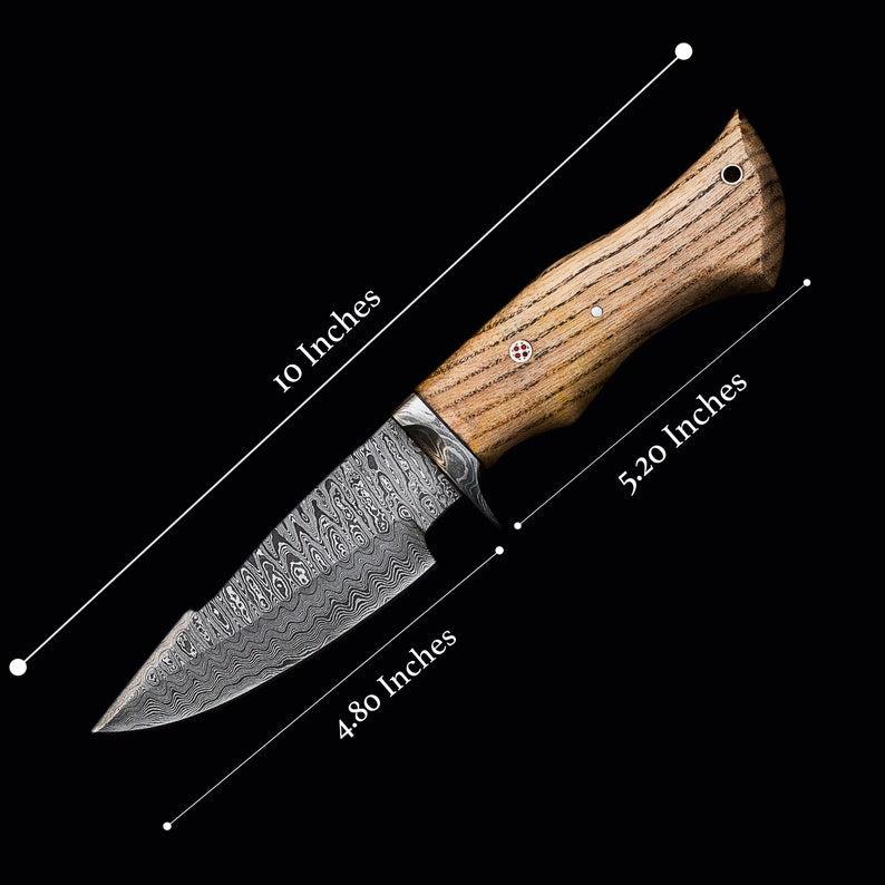 Wilderness Masterpiece: 10-Inch Damascus Steel Hunting Knife with Walnut Handle - Korvel