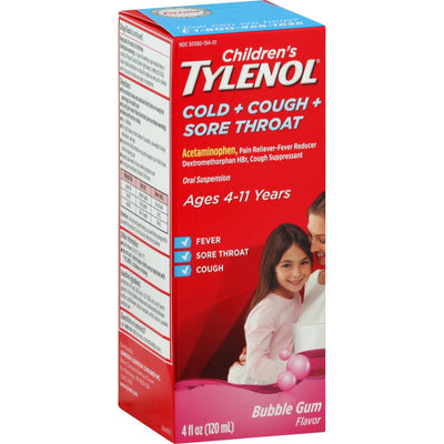 Tylenol Children's Cold & Cough Liquid - Bubble Gum Flavor, 120ml