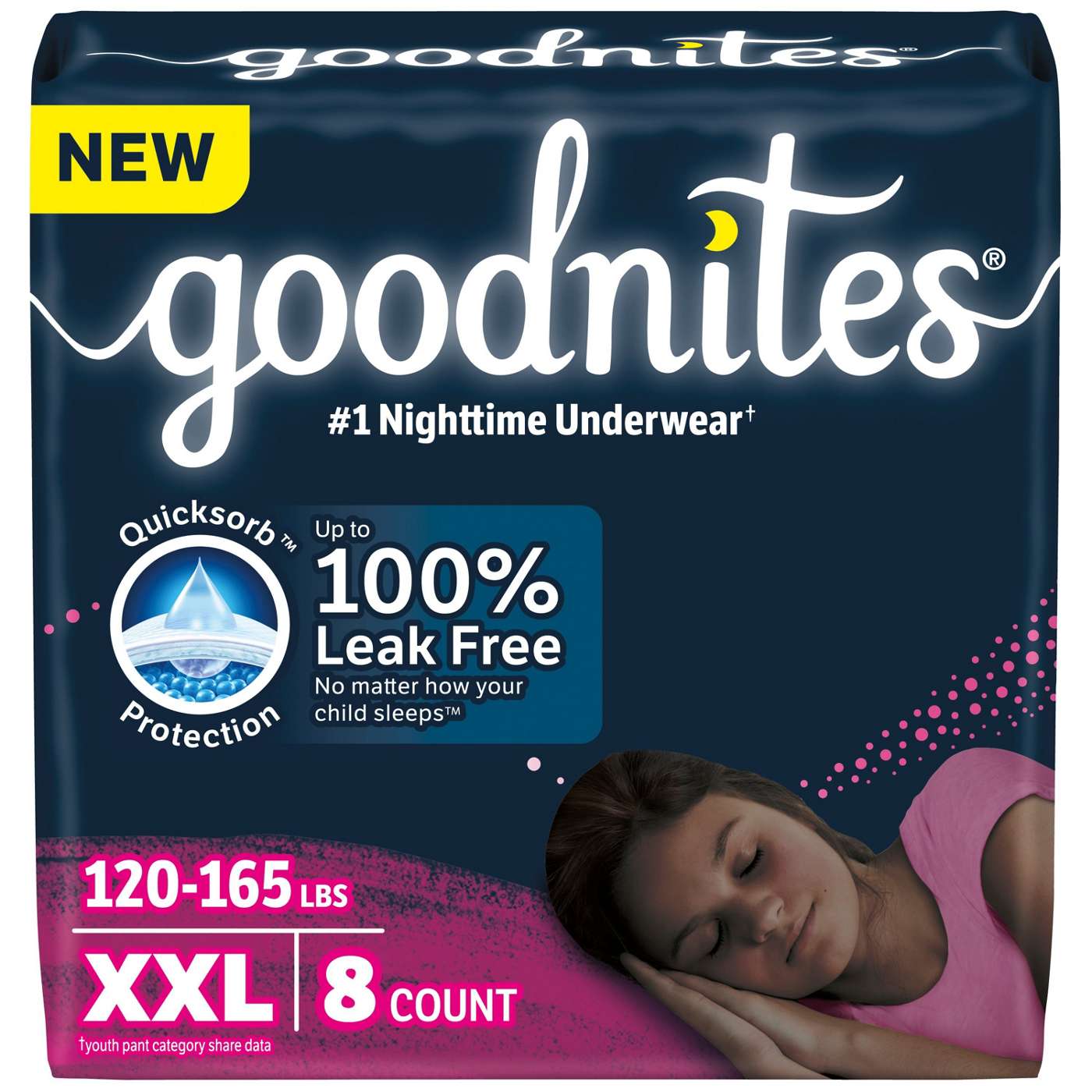 Sous-vêtements de nuit Goodnites pour filles, taille XXL (120-165 lbs)